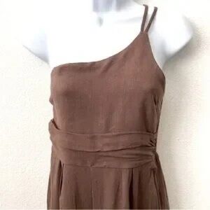 Elegant Brown One-Shoulder Dress